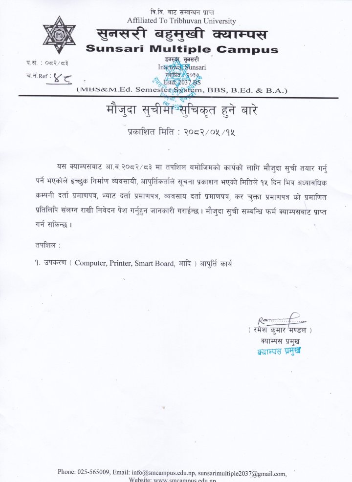 माैजुदा सूचीमा सूचिकृत हुने बारे । 